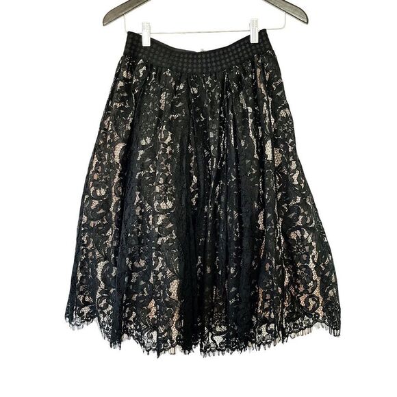 Ina Black Lace Nude Lining Crinoline Full Skirt - Picture 1 of 9